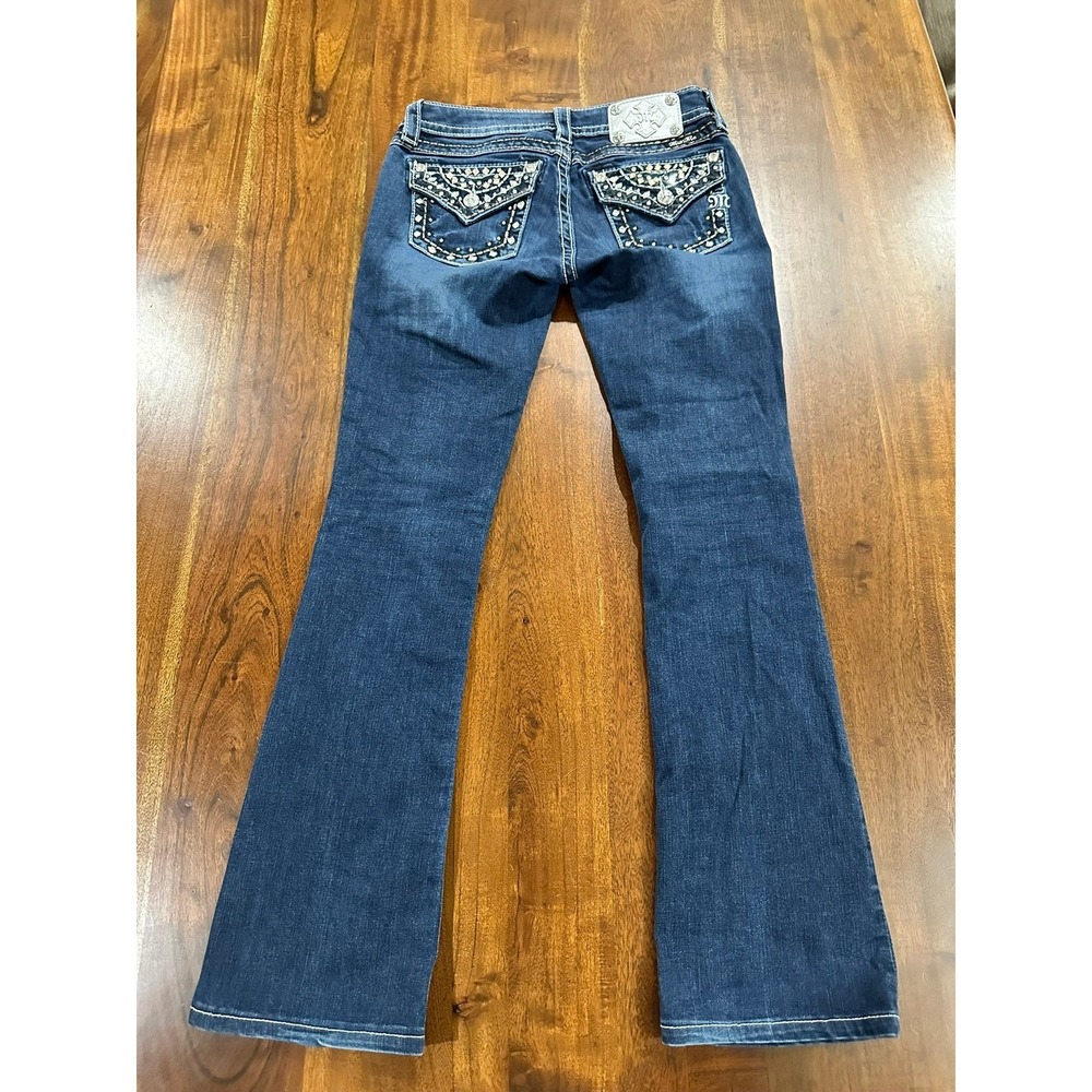 Miss Me Embellished Rhinestone Bootcut Jeans Dark Wash Denim Size 26